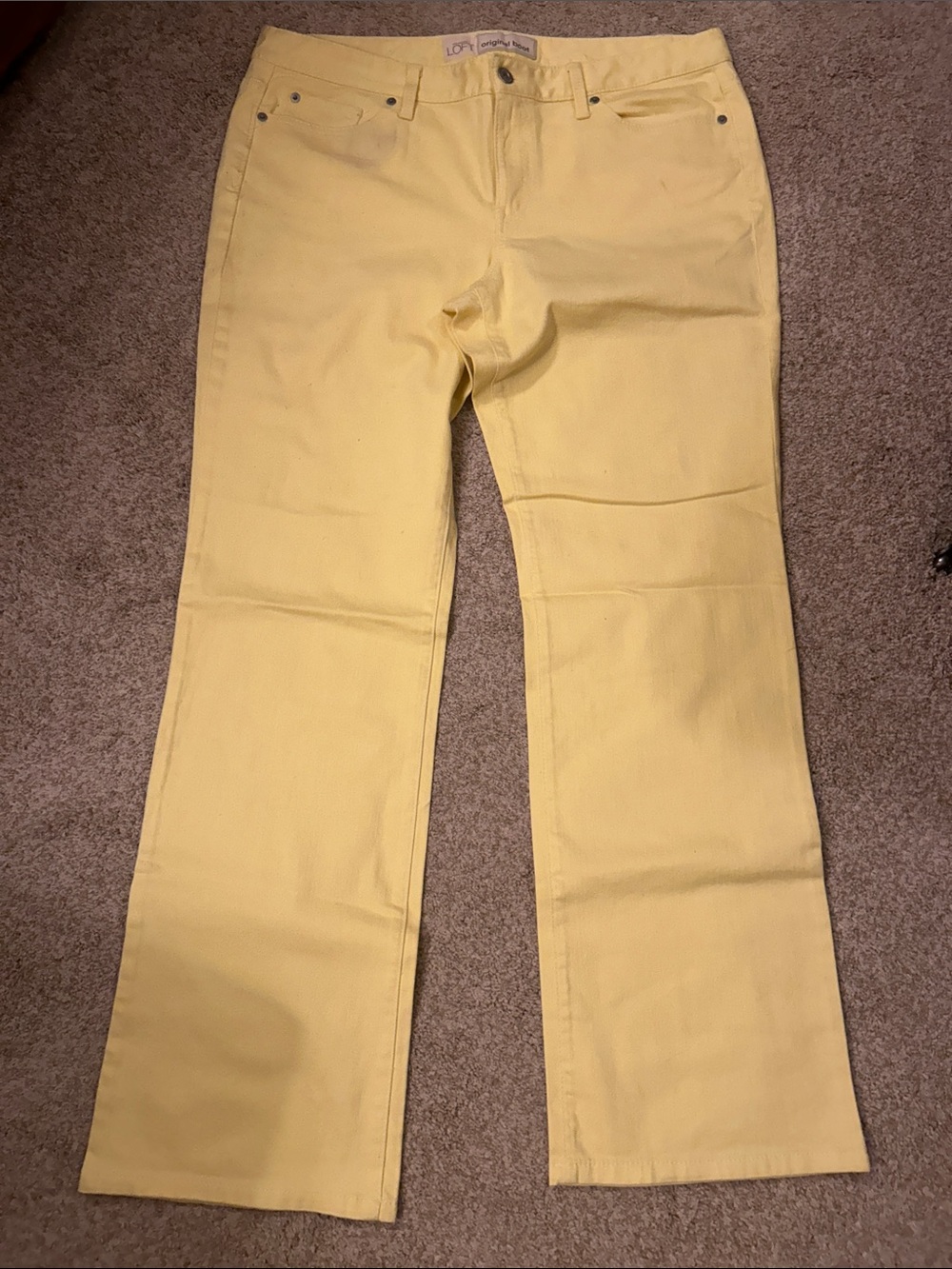 LOFT Yellow Boot-Cut Cotton Blend Pants. Like new. 14